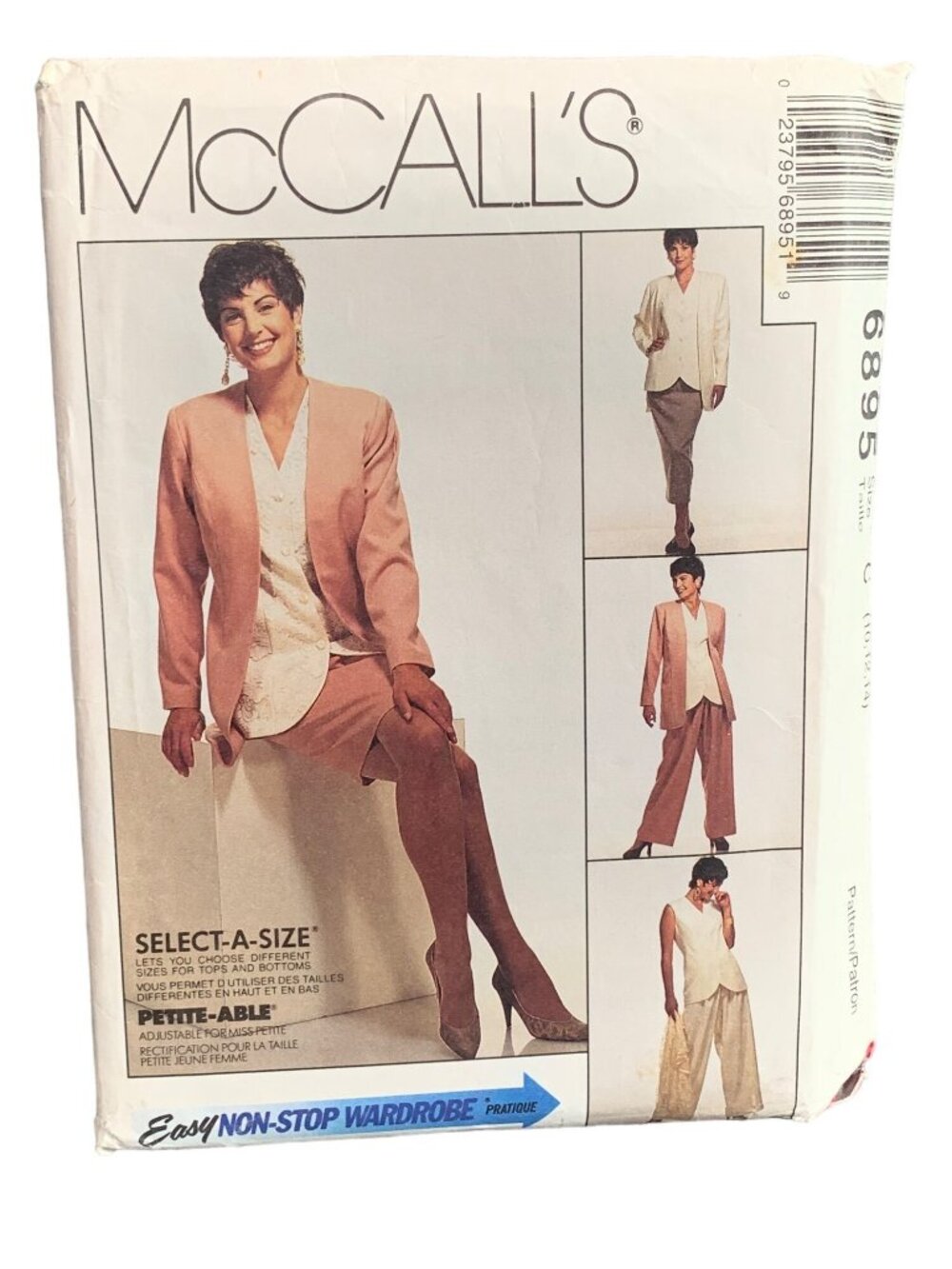 McCalls Pattern 6895 Misses Jacket Vest Skirt Pant Size 8-10-12 Uncut